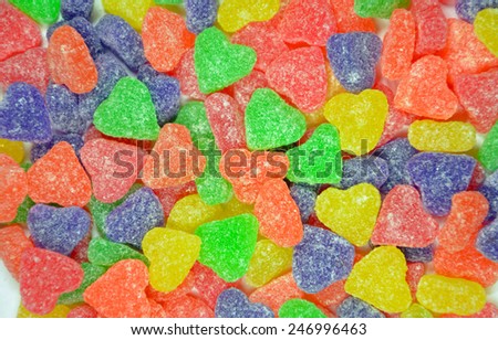 Colorful heart shapes valentine candy