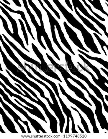 Zebra skin repeated seamless pattern. Black and white colors.
