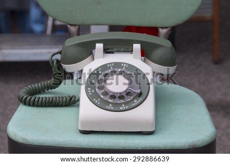 Rotary Phone on Vintage Kitchen Chair, Flea Market, Monterey, California
