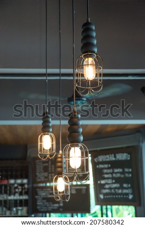 Lighting decor in bar, retro style