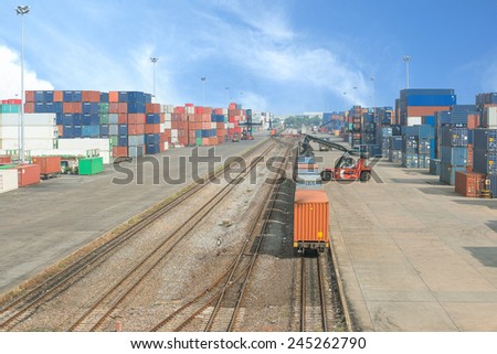 Freight trains on cargo terminal
