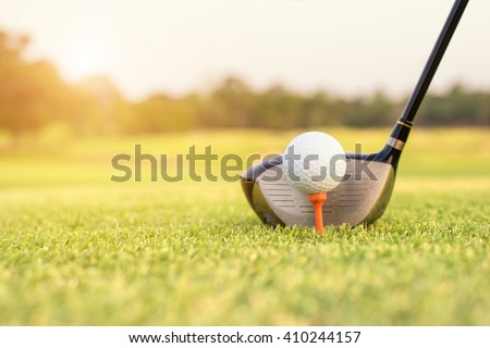 Golf club and ball in grass