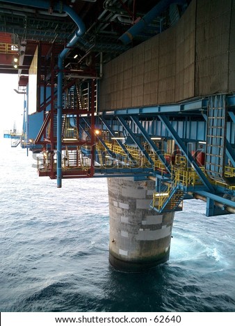Support leg of offshore oil rig in the North Sea