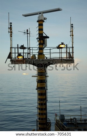 Radio and radar equipment on an offshore oil rig