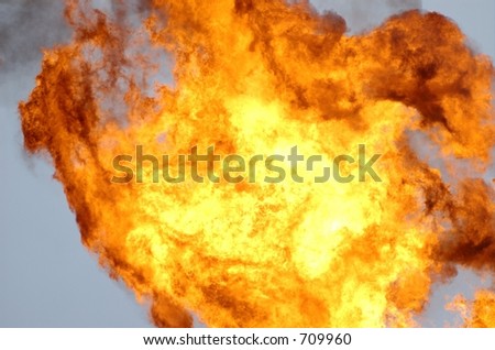 Flame off of a flare tower on an offshore oil rig