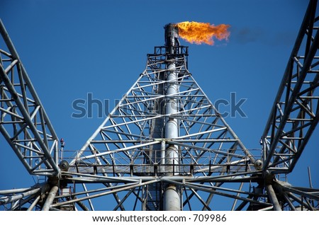 The flare of an offshore oil rig