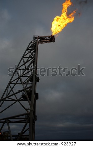 Flame tower on offshore oil rig