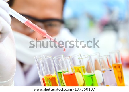 Laboratory people test dosage drop tube in the laboratory