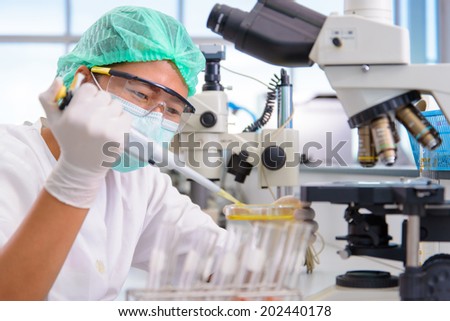 Laboratory people test dosage drop in the laboratory