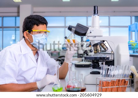 Scientist checking test in laboratory.