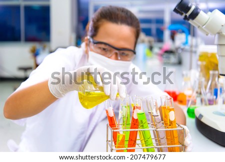 Laboratory people test dosage drop tube in the laboratory
