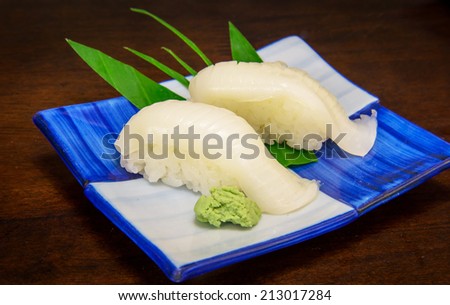 Japanese food sushi traditional japanese food is IKA NIGIRI