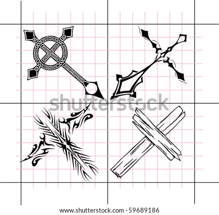 stock vector small religious cross design collection set