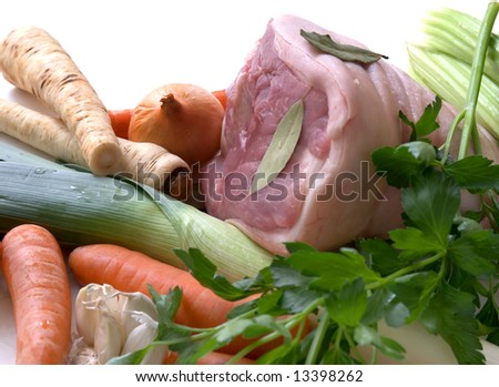 bouquet garni vegetables and raw meat