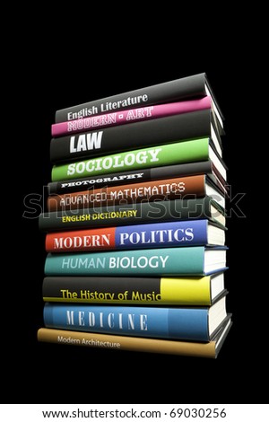 Stack of books on black