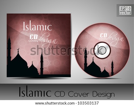 Islamic CD cover design with Mosque or Masjid silhouette in pink color and floral patterns EPS 10 Vector illustration. Islamic CD cover design with Mosque or Masjid silhouette in pink color and floral patterns EPS 10 Vector illustration.