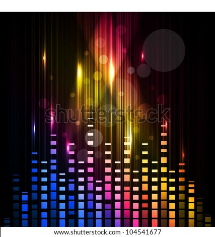 Abstract colorful shiny musical background with volume sign, can be use as flyer, banner or poster for discotheque, party and other events. EPS 10. Vector illustration.