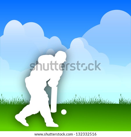 White silhouette of a cricket batsman hitting the ball