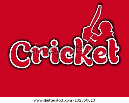Sports background with text cricket and silhouette of a batsman.