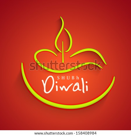 Indian festival of lights Shubh Diwali Happy Diwali greeting card with stylish illustration of oil lit lamp on bright red background Indian festival of lights Shubh Diwali Happy Diwali greeting card with stylish illustration of oil lit lamp on bright red background
