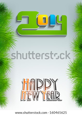 Stylish Happy New Year 2014 celebration concept with colorful glossy text, can be use as flyer, banner or poster.