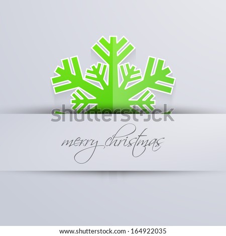 Merry Christmas celebration poster, banner, flyer or invitation with beautiful snowflakes in green color on grey background.
