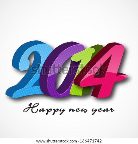 Happy New Year 2014 celebration flyer, banner, poster or invitation with colorful stylish text on grey background.