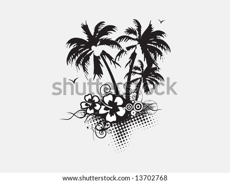 Cartoon Drawings of Palm Trees Braided Hibiscus 
