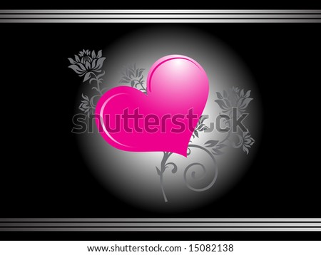 pink hearts wallpaper. shiny pink heart on floral