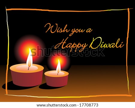 Deepawali Background With Deepak, Design Stock Vector Illustration