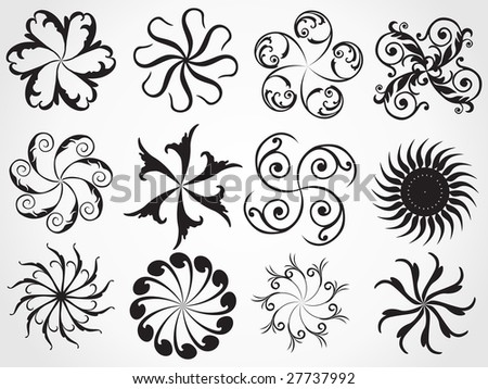 stock vector emblem sign floral tattoo with artistic shape