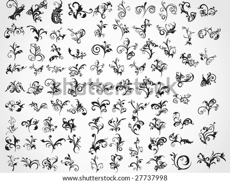 stock vector : abstract floral tattoos background, vector illustration