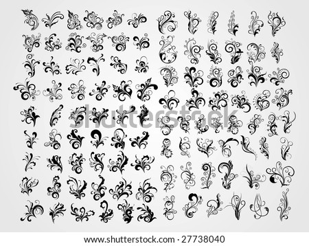 stock vector : background with group of retro black tattoos, tattoo