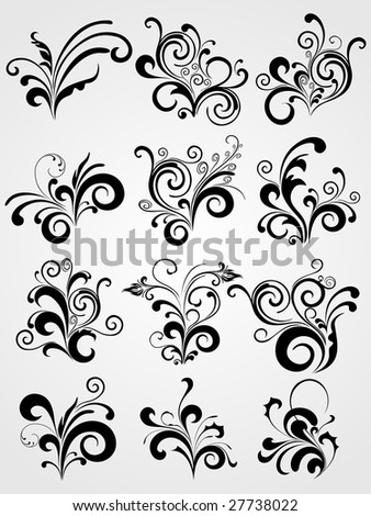 stock vector : Set of elements for design, tattoos vector on grey background