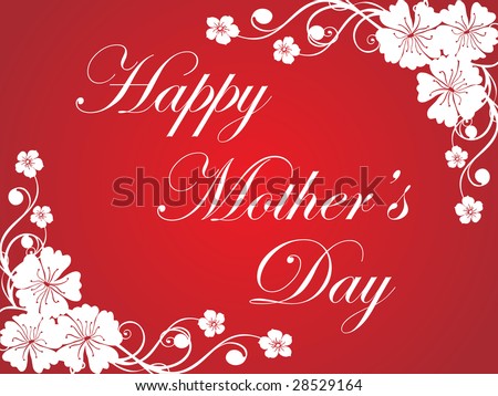 Red Flower Design Mother Day Greeting Card Stock Vector