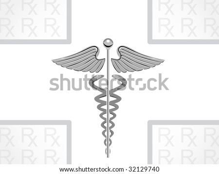 stock vector : grey caduceus medical sign, vector illustration
