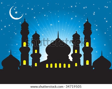 mosque wallpaper. mosques in the moon night,