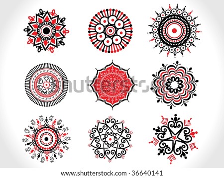 stock vector abstract background with set of artistic pattern tattoos