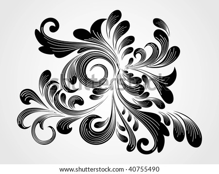 stock vector black floral pattern tattoo on grey background