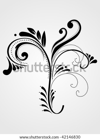 stock vector illustration of black filigree pattern tattoo