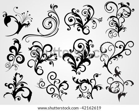 stock vector set of tattoos with abstract background