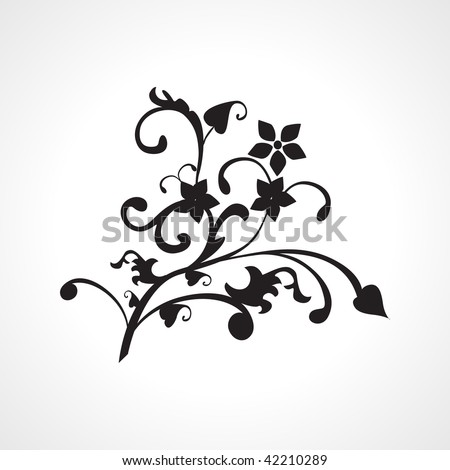 stock vector : black natural pattern tattoo, vector image