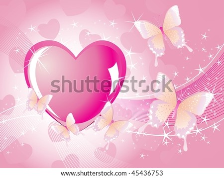 pink butterfly wallpaper. stock vector : pink shiny wave