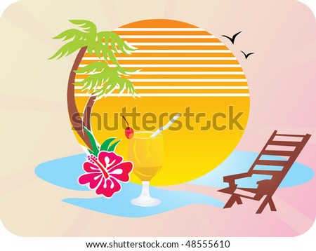wallpaper beach scene. stock vector : summer each
