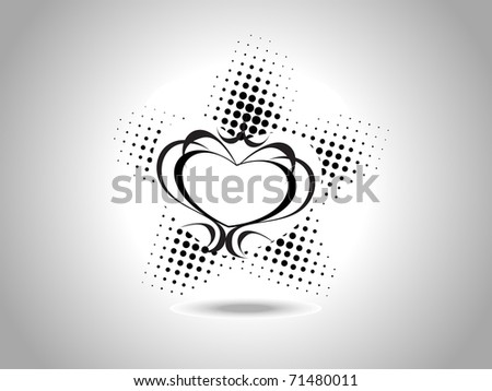 grey background with isolated black creative design heart tattoo