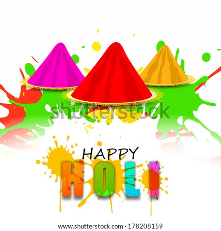 Indian festival Happy Holi celebrations concept with stylish text and colours on colours splash background.