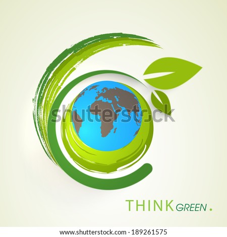 World Environment Day concept with world earth globe and beautiful green leaves on abstract background.