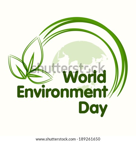 World Environment Day concept with beautiful green leaves on world map background, can be use as flyer, banner or poster.