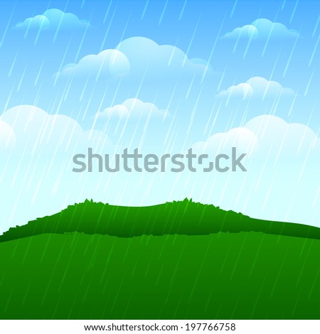 Heavy raining and stormy cloud on landscape background.