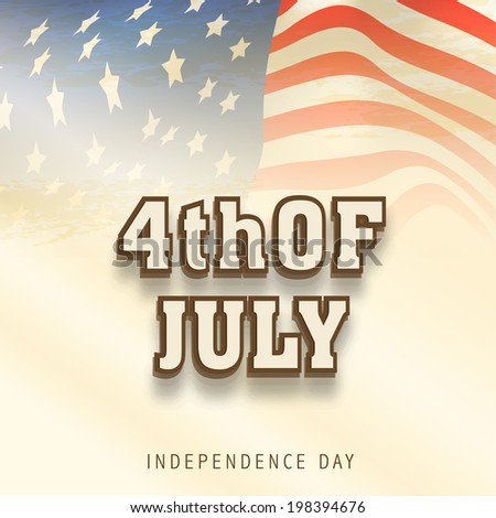 Stylish text 4th of July, American Independence Day celebration concept on vintage brown background.